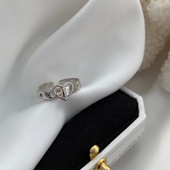 Heart ring, silver heart ring, stacking ring silver, silver stacking ring - Picture 5 of 7